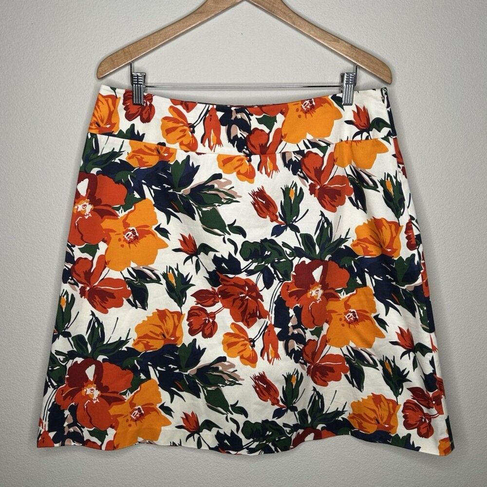 Oscar De La Renta Cotton Floral Garden Tea Party Luxury A Line Skirt Plus Sz 14